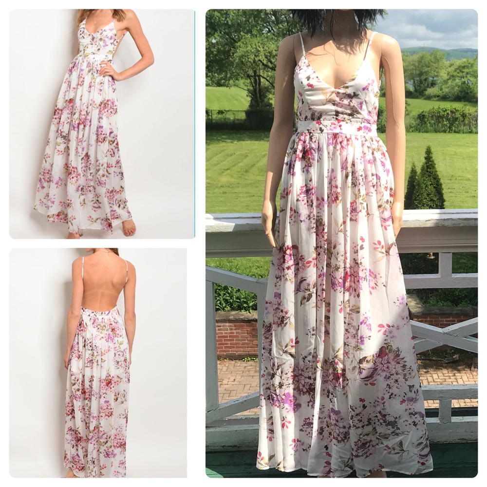 🌸🆕 Spaghetti Strap Open Back Floral Maxi Dress - Picture 2 of 8